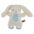SNUTTEFILT BUNNY VIT/BLÅ M BITRING 25CM TINKA BABY