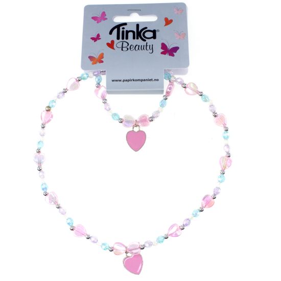 HALSKEDJA M ARMBAND ROSA HJÄRTA 