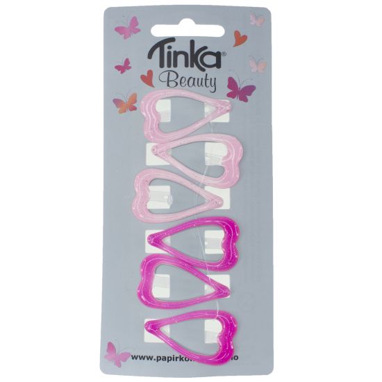 HÅRCLIPS HJÄRTAN LJUS/MÖRK ROSA 6 ST TINKA
