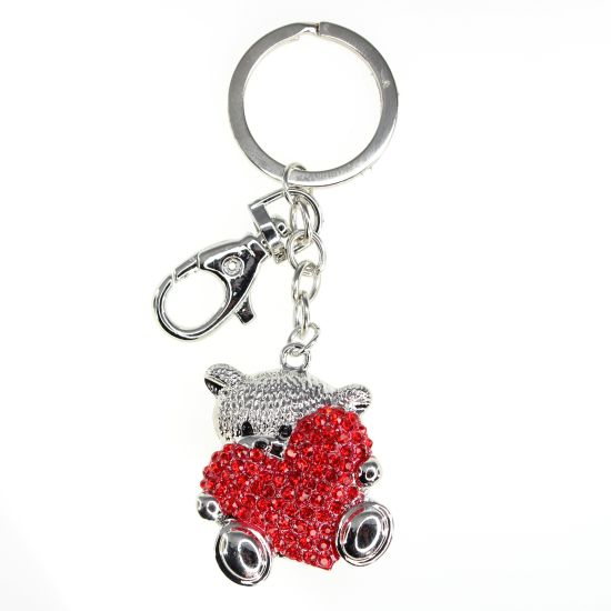 NYCKELRING/BAG CHARM NALLE M RÖTT HJÄRTA