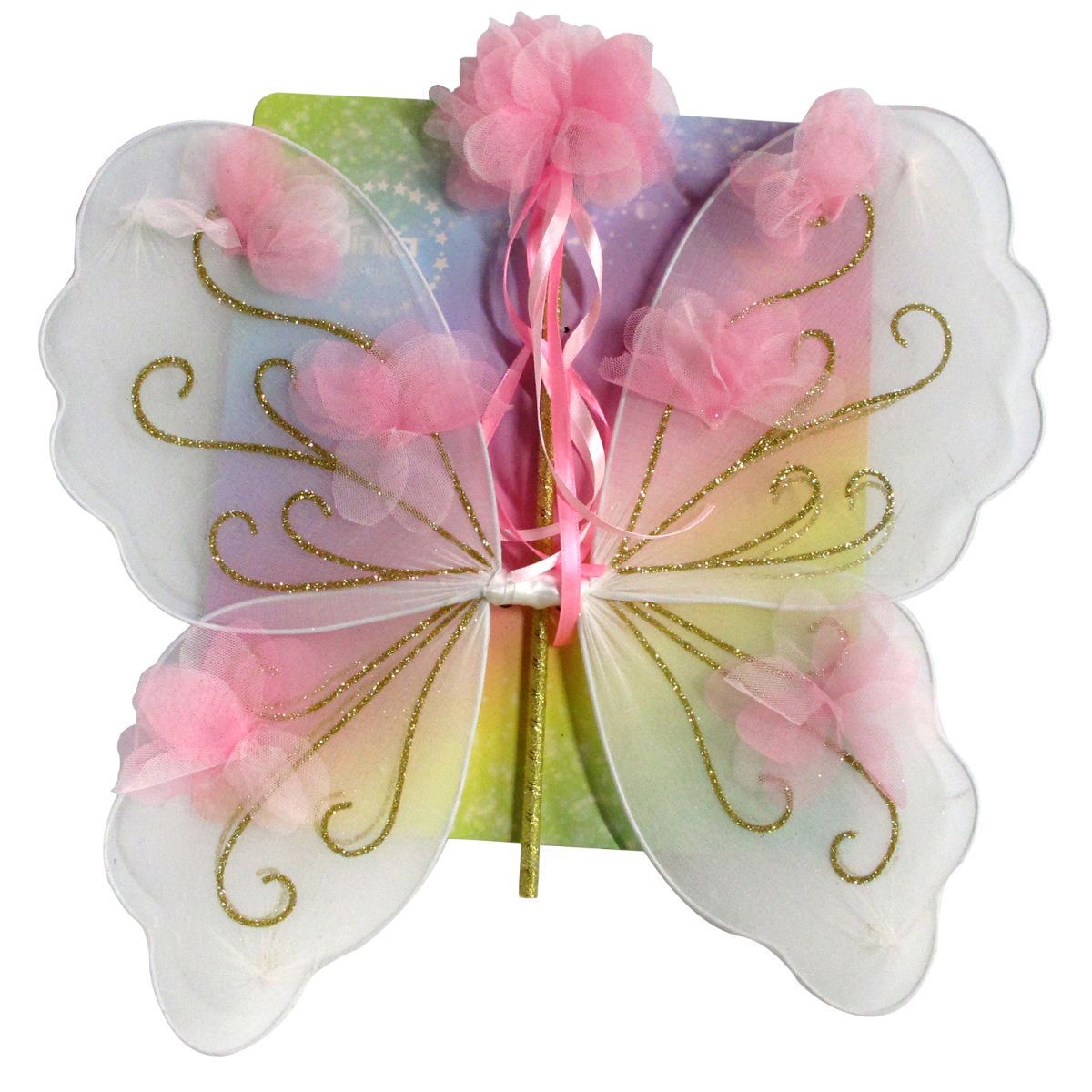 FJÄRILSVINGAR OCH STAV VIT/ROSA TINKA MAGIC