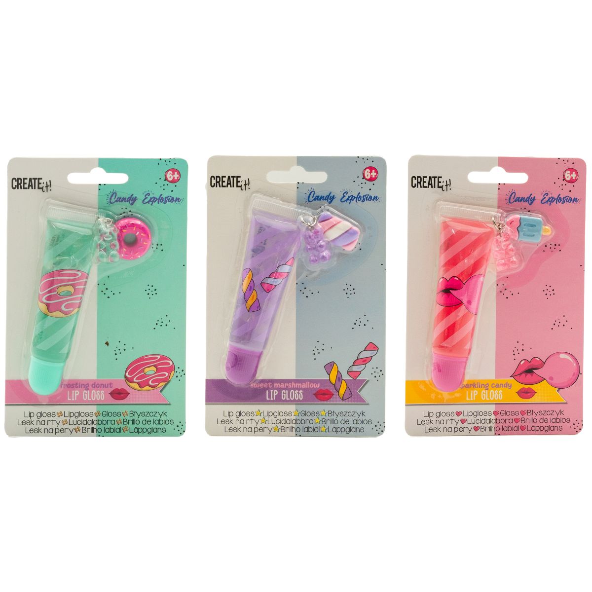 PAKET (9PK) LIPGLOSS TUBE M CHARMS CANDY EXPLOSION 3ASS CREATE IT!***